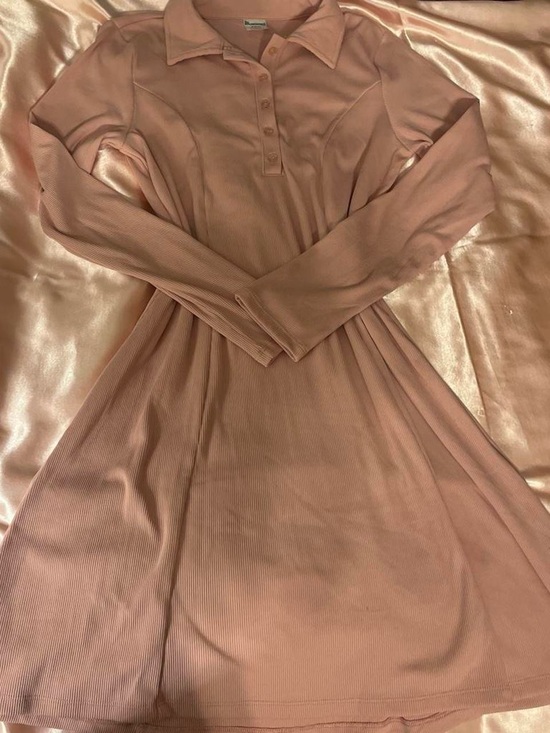No Boundaries Dresses & Skirts - No Boundaries Long-Sleeve Polo Swing Dress in Dusty Rose